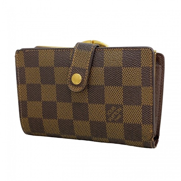 Louis Vuitton Damier Porte Monnaie Bi-fold Viennois Wallet M61663 Ebene Women's